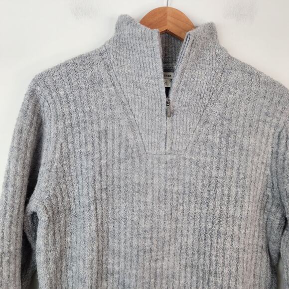 LL Bean Cozy Cloud Sweater Women's SMALL Quarter Zip Gray Ribbed NWT - Picture 3 of 8